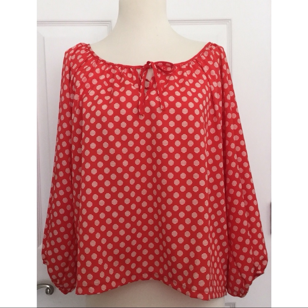 New Forever 21 Polkadot Top Size Large Red